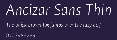 Ancizar Sans Thin Preview