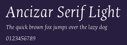 Ancizar Serif Light Preview