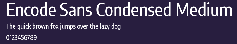 Encode Sans Condensed Medium Preview