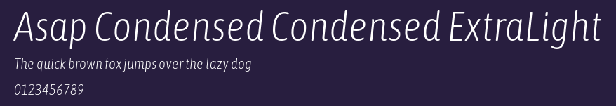Asap Condensed Condensed ExtraLight Preview