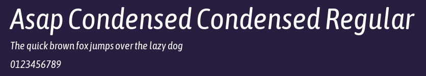 Asap Condensed Condensed Regular Preview