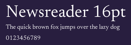 Newsreader 16pt Preview