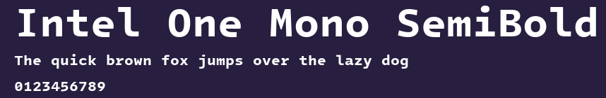 Intel One Mono SemiBold Preview