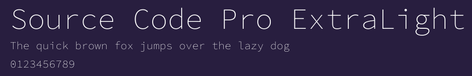 Source Code Pro ExtraLight Preview