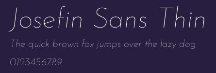 Josefin Sans Thin Preview