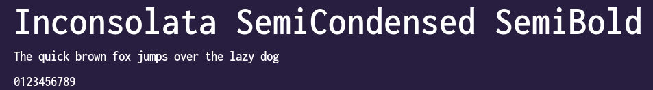 Inconsolata SemiCondensed SemiBold Preview
