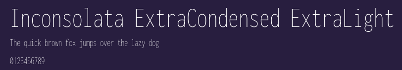 Inconsolata ExtraCondensed ExtraLight Preview