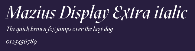 Mazius Display Extra italic Preview