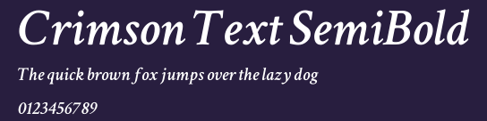 Crimson Text SemiBold Preview