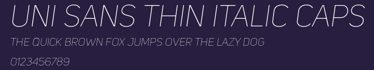 Uni Sans Thin Italic CAPS Preview