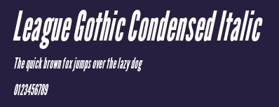 League Gothic Condensed Italic Preview