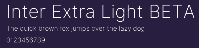 Inter Extra Light BETA Preview