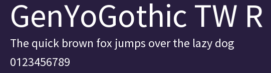 GenYoGothic TW RPreview Images