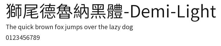 獅尾德魯納黑體-Demi-Light Preview
