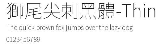 獅尾尖刺黑體-Thin Preview