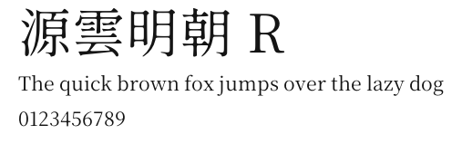源雲明朝 R Preview
