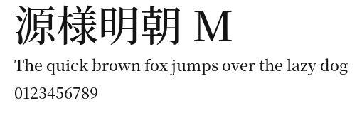 源様明朝 M Preview