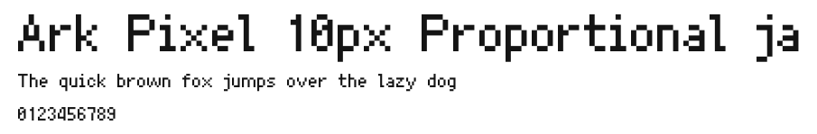 Ark Pixel 10px Proportional ja Preview