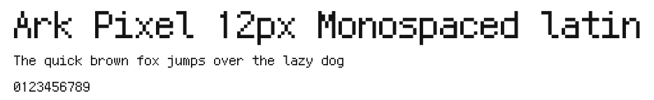 Ark Pixel 12px Monospaced latin Preview