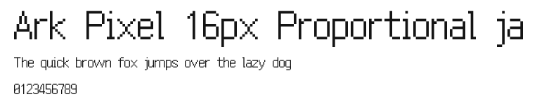 Ark Pixel 16px Proportional ja Preview