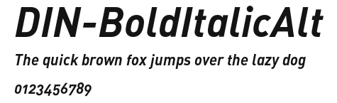 DIN-BoldItalicAlt Preview
