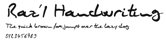 Raz'1 Handwriting Preview