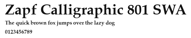 Zapf Calligraphic 801 SWA Preview