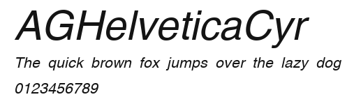 AGHelveticaCyr Preview