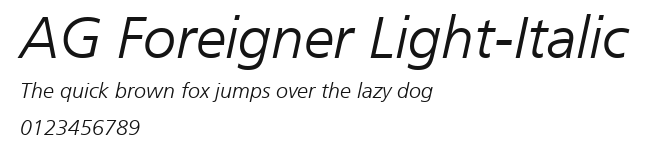 AG Foreigner Light-Italic Preview