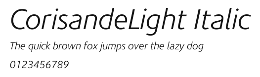 CorisandeLight Italic Preview