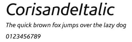 CorisandeItalic Preview