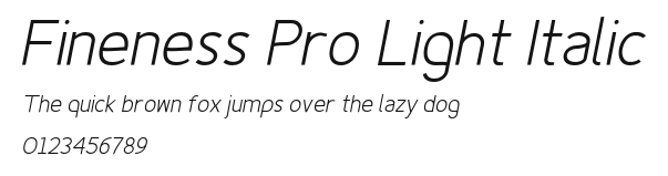Fineness Pro Light Italic Preview