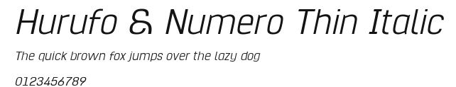 Hurufo & Numero Thin Italic Preview