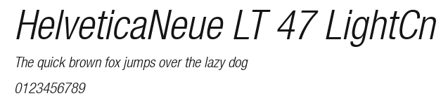 HelveticaNeue LT 47 LightCn Preview