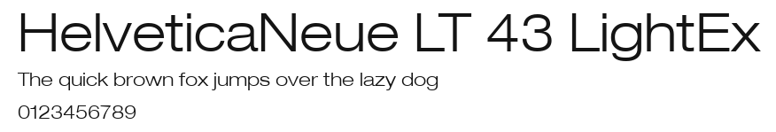 HelveticaNeue LT 43 LightEx Preview