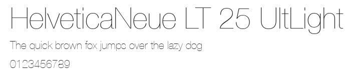 HelveticaNeue LT 25 UltLight Preview