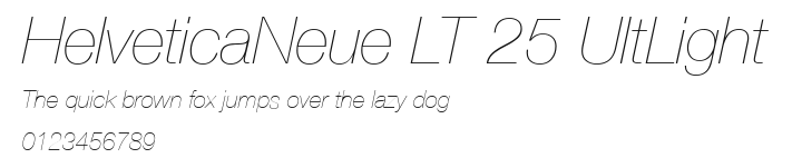HelveticaNeue LT 25 UltLight Preview