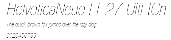 HelveticaNeue LT 27 UltLtCn Preview