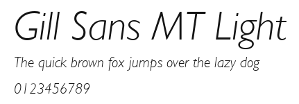 Gill Sans MT Light Preview