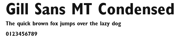 Gill Sans MT Condensed Preview