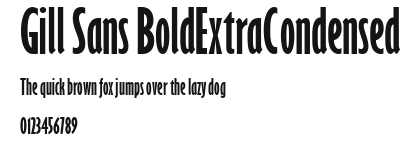 Gill Sans BoldExtraCondensed Preview