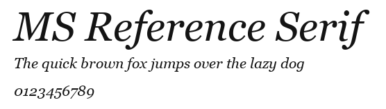 MS Reference Serif Preview