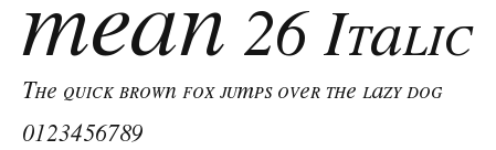MEAN 26 Italic Preview