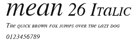 MEAN 26 Italic Preview