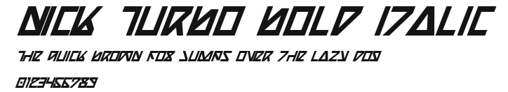 Nick Turbo Bold Italic Preview