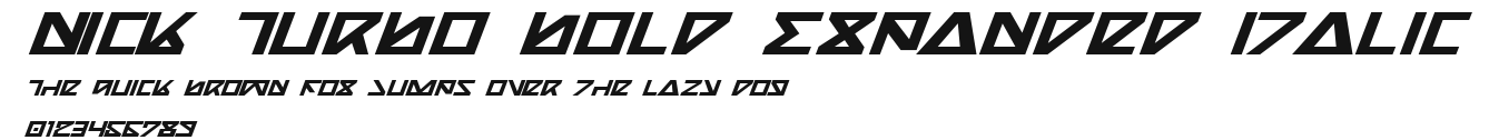 Nick Turbo Bold Expanded Italic Preview