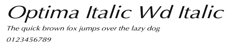 Optima Italic Wd Italic Preview
