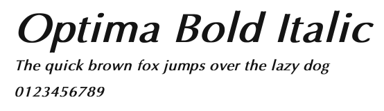 Optima Bold Italic Preview