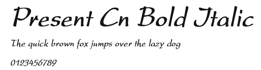 Present Cn Bold Italic Preview