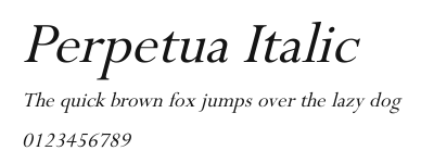Perpetua Italic Preview